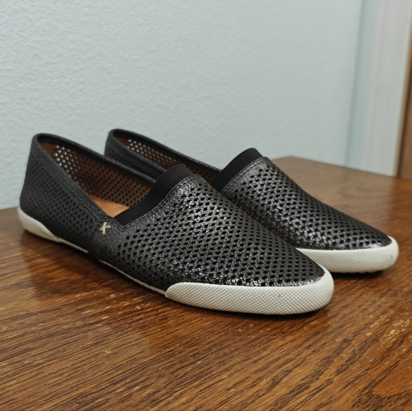 Frye Melanie Pewter Leather Flats Size 6.5 M Metallic - Picture 2 of 12